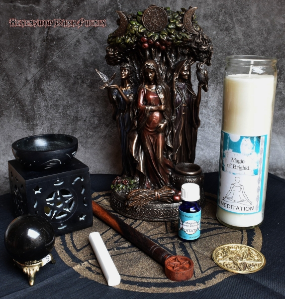 Hexenshop Dark Phönix Magic of Brighid Ritual Glaskerzen Set Meditation